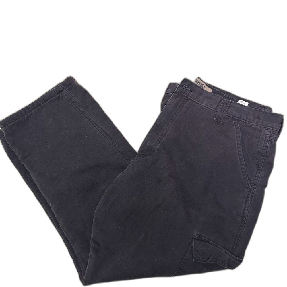Wrangler Authentics Distressed Black Fleece-Lined Cargo Pants 36x30
